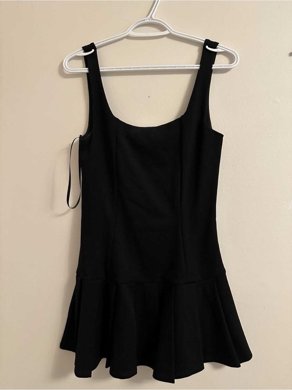 Kali Black Mini Tank Dress with Flounce Hem